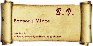 Borsody Vince névjegykártya